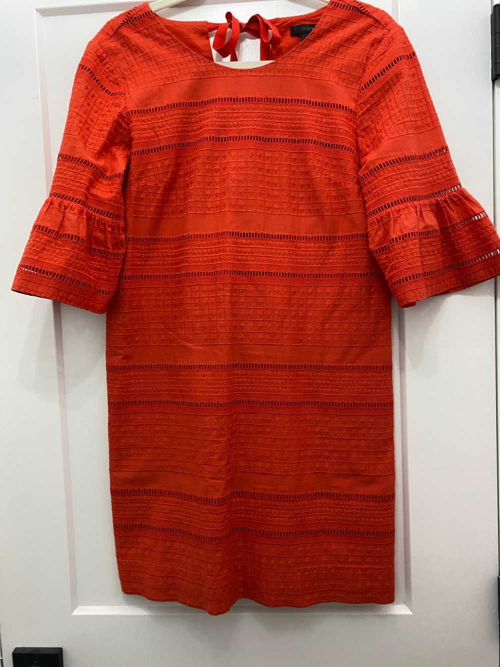 100% Cotton J. Crew Textured Lace Dress with Flared Elbow Sleeves - Picture 3 of 6